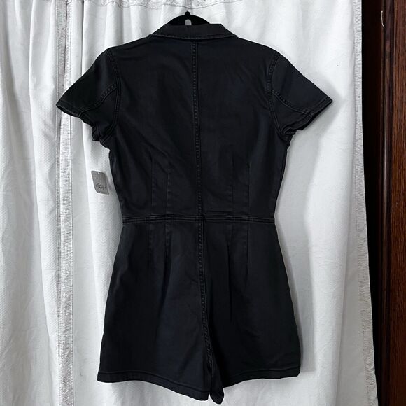 NWT Free People CRVY Lennox Shortsuit Romper Dark Gray Denim, Zip-Up, Size 8 - Picture 4 of 14